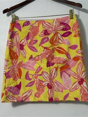 Lilly Pulitzer Yellow Pink Orange Floral Skirt size 4 *tiny flaw*